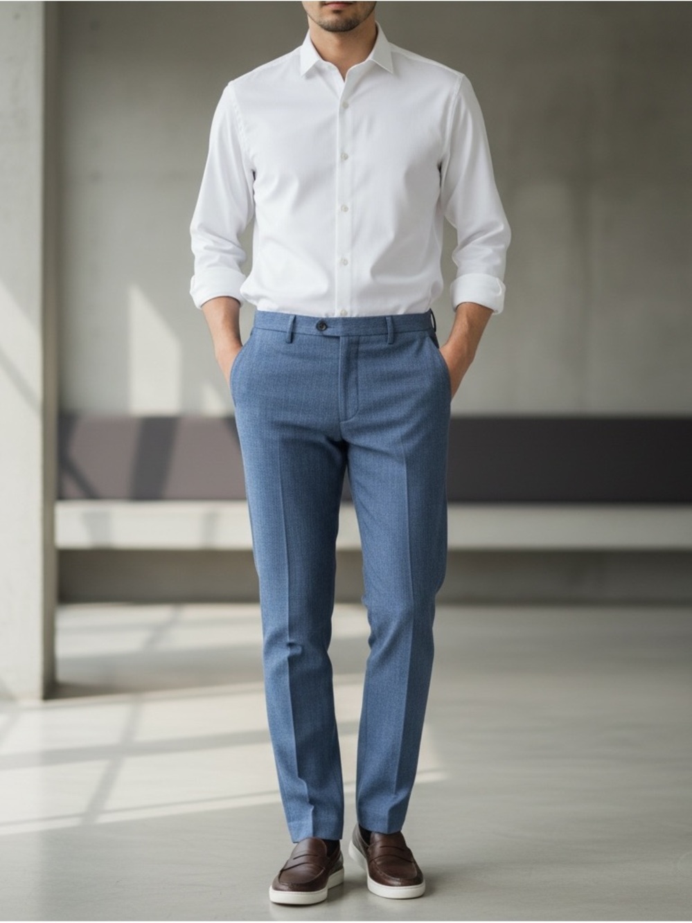 Bonobos Slim Fit Linen Blend Flat Front Chino Pant Men’s SZ 32x30 in Blue